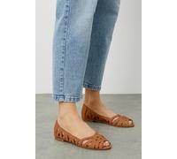 Womens Prim Peep Toe Ballet Flats Tan 6