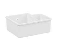 Prima 1 1/2 Bowl Left Hand Main Bowl Undermount Ceramic Sink (Inc. Waste) - White