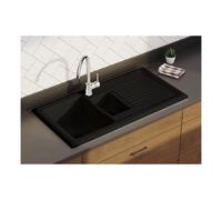 Prima 1 1/2 Bowl Reversible Ceramic Sink - Black Finish: Black