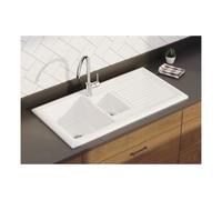 Prima 1 1/2 Bowl Reversible Ceramic Sink - White Finish: White