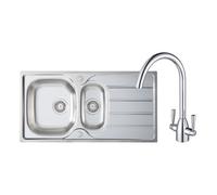 Prima 1.5 Bowl Inset Sink and Chelsea Tap Pack - Stainless Steel and Chrome