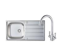 Prima 1 Bowl Inset Sink and Chelsea Tap Pack - Stainless Steel and Chrome