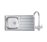 Prima 1 Bowl Inset Sink and Staten Tap Pack - Stainless Steel and Chrome