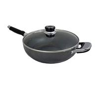 Prima 15135C 26cm N/S Wok with Glass Lid-Long Handle, Aluminium