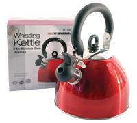 Prima 2.5L Red Lightweight Stainless Steel Whistling Kettle Camping Fishing Cordless