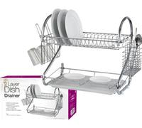 PRIMA 2 Tier Dish Drainer Chrome, Silver, One Size