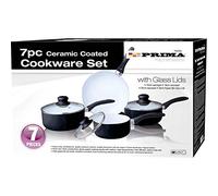 PRIMA 24 cm Ceramic Coated Cookware Set, Set of 7, Black/Beige