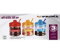 Prima 3pc Glass Jar Set with Spoons C/T/S
