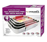Prima 4 Piece Stainless Steel Oven Roasting Tray Pan Set With Removable Racks