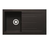Prima+ Compact Granite 1 Bowl & Drainer Inset Sink - Black Finish: Black