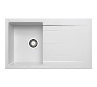 Prima+ Compact Granite 1 Bowl & Drainer Inset Sink - White Finish: White