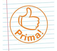 Prima! German Teacher Stamp. Quality Reinkable Mount, Self Inking 22mm - Orange Ink^