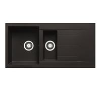 Prima Granite 1.5 Bowl and Drainer Inset Sink - Black Finish: Black