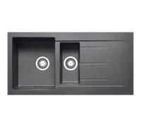 Prima Granite 1.5 Bowl and Drainer Inset Sink - Black Finish: Gun Metal