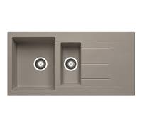 Prima Granite 1.5 Bowl and Drainer Inset Sink - Black Finish: Light Grey