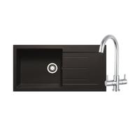 Prima+ Granite 1 Bowl Inset Sink and Staten Tap Pack - Black