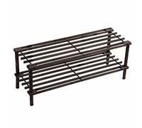 PRIMA HOUSEWARES Wooden Shoe Boot Trainer Rack Storage Shelf Organiser Stand Unit - Dark Oak - 2 Tier