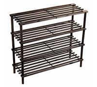 PRIMA HOUSEWARES Wooden Shoe Boot Trainer Rack Storage Shelf Organiser Stand Unit - Dark Oak - 4 Tier