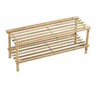 PRIMA HOUSEWARES Wooden Shoe Boot Trainer Rack Storage Shelf Organiser Stand Unit - Natural - 2 Tier