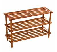 PRIMA HOUSEWARES Wooden Shoe Boot Trainer Rack Storage Shelf Organiser Stand Unit - Walnut - 3 Tier