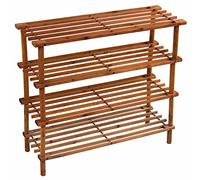PRIMA HOUSEWARES Wooden Shoe Boot Trainer Rack Storage Shelf Organiser Stand Unit - Walnut - 4 Tier