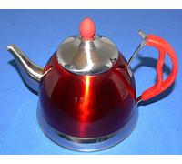 Prima Kitchenware 11168C Retro Stove Top Kettle & Teapot Combined. Metallic Red & Chrome. Suitable for Ceramic-Induction Hob, 1.5 liters