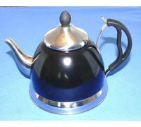 Prima Kitchenware 11169C 1.5L S/S Teapot in Black & Chrome, Ceramic, 1.5 liters
