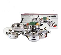 Prima Kitchenware New 12pc Stainless Steel Cookware Saucepan Frypan Casserole Set with Glass Lid, Silver, 1x16cm, 1x18cm, 1x20cm , 1x24cm,