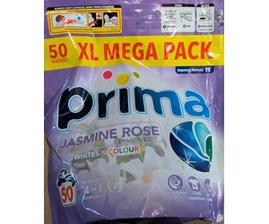 Prima Laundry Detergent Capsules, Jasmine Rose Fragrance, Whites & Colours, 50 Washes, 4 in 1