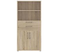 Prima Oak Effect 2 Drawer and 2 Door Tall Bookcase