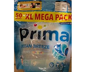 Prima Ocean Breeze Laundry Detergent Capsules, 4 in 1, Whites & Colours, 50 Washes