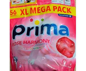 Prima Rose Harmony Laundry Capsules, Whites & Colours, 56 Washes, XL Mega Pack, 2 in 1