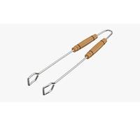 Prima S/S BBQ Tongs with Wooden Handle, 1 Pair, Silver/Brown