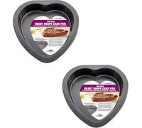 Prima Set Of 2 Heart Shaped Cake Tins, Romantic Grey Heart Shape, Non Stick Carbon Steel Bake Pan, Ideal For Cakes, Cheesecakes & Loaves, Black