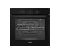 Prima Single Electric Fan Oven, 60L A Rated, Easy Clean Enamel, Grill & Fan Cooking, Built In, Black, 5 Year Parts Guarantee