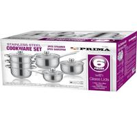 PRIMA Stainless Steel Cookware Set with Steamer, Set of 10