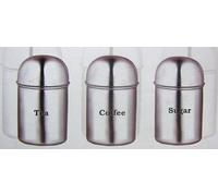 Prima - Stainless Steel Mirror Finish Coffee Tea & Sugar Canisters Set Of 3