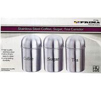 Prima - Stainless Steel Mirror Finish Coffee Tea & Sugar Canisters Set Of 3 Silver