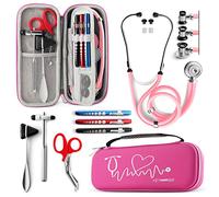 Primacare KB-9397-PK Stethoscope Case, SUPPLIES INCLUDED, Pink with Multiple Compartments, Portable and Lightweight First Aid Kit Bag with Vital Medical Supplies, Nursing Accessories for Nurses