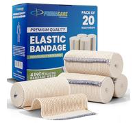 Primacare WB-7708 4 Inch Premium Elastic Bandage Wrap - 20 Pack Reusable Compression Bandages, Individually Wrapped Non-Slip Cohesive Wraps for Ankles, Wrists, Knees & First Aid