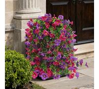 PRIMAISON 4PCS Artificial Flowers, Fake Hanging Plants UV & Fading Resistant Silk Flower Morning Glory for Porch Patio Balcony