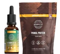 Primal Harvest Daily Two-Step Routine | D3+K2 Drops + Vegan Protein Powder Chocolate | 2 Pack | 30 Day Supply
