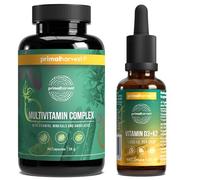 Primal Harvest Daily Two-Step Routine | Multivitamin Pills + D3+K2 Drops | 2 Pack | 30 Day Supply