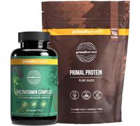 Primal Harvest Daily Two-Step Routine | Multivitamin Pills + Vegan Protein Powder Chocolate | 2 Pack | 30 Day Supply