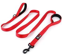 Primal Pet Gear 8ft Long Dog Leash - Red - Traffic Padded Two Handle - Heavy Duty - Double Handles for Control, Safety, Training - Leashes for Medium to Large Dogs