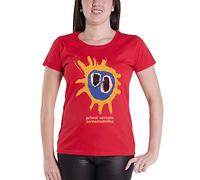 Primal Scream T Shirt Screamadelica Band Logo Official Womens Skinny Fit Red