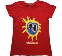 Primal Scream Women's Screamadelica Skinny Fit T-Shirt in Red | Size: Small Primal Scream Red S