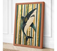 Primal Shark Graphic Canvas Wall Art Print 18x12 Inch