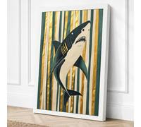 Primal Shark Graphic Canvas Wall Art Print 18x12 Inch