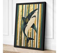 Primal Shark Graphic Canvas Wall Art Print 24x16 Inch